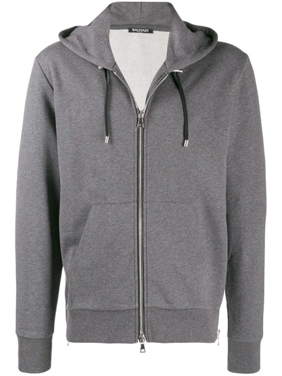 Balmain Side Zipped Hoodie In Grey | ModeSens