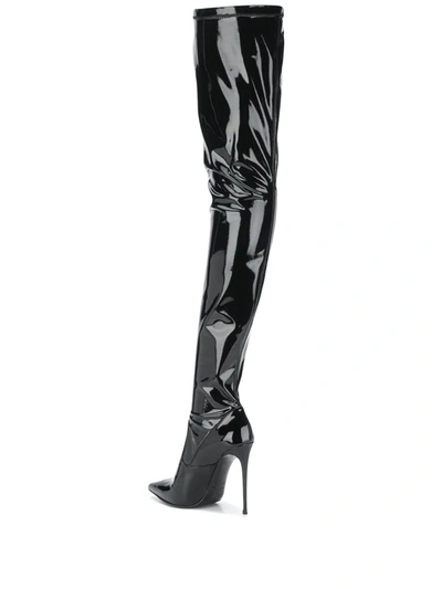 Le Silla Eva Thigh-length Leather Boots In Black