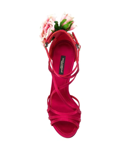 Shop Dolce & Gabbana Keira Rose Jewelled Sandals In Red