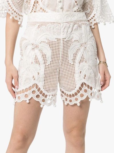 Shop Zimmermann Floral Lace Shorts In White