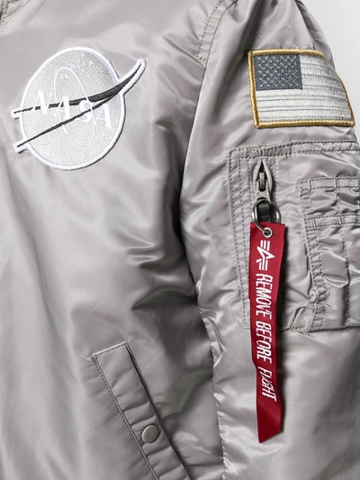 Shop Alpha Industries Ma-1 Vf Nasa Bomber Jacket In Silver