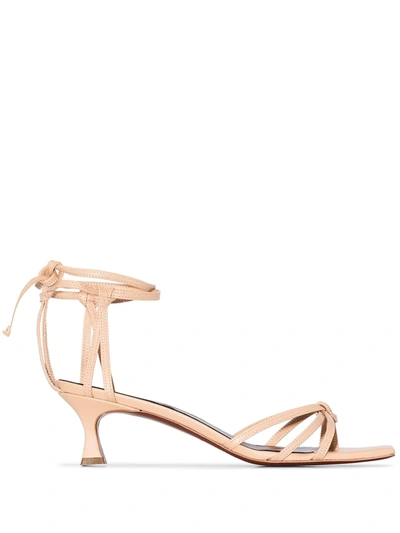Shop Manu Atelier Lace 50mm Strappy Sandals In Neutrals