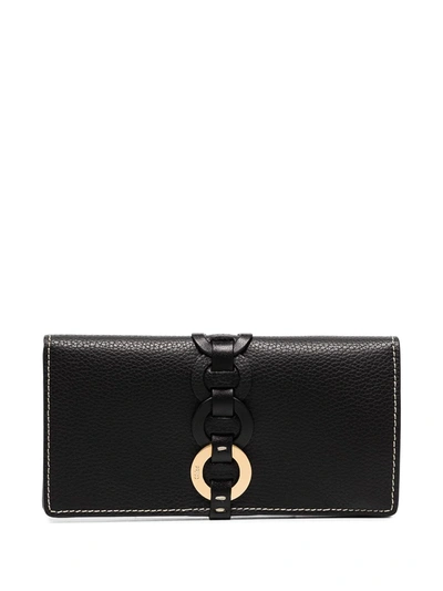 Shop Chloé Darryl Ring-detail Wallet In Black