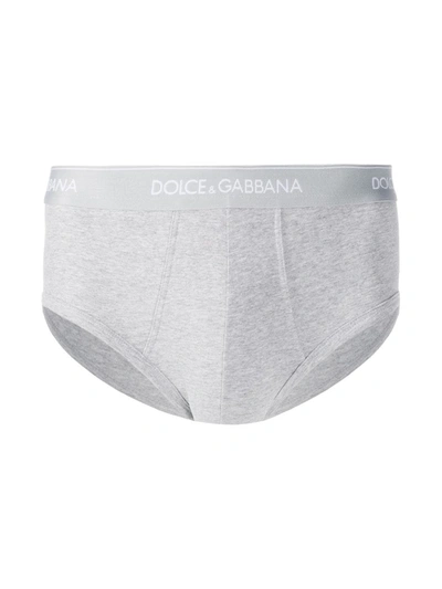 Dolce & Gabbana Bi-pack Cotton Briefs In Grey