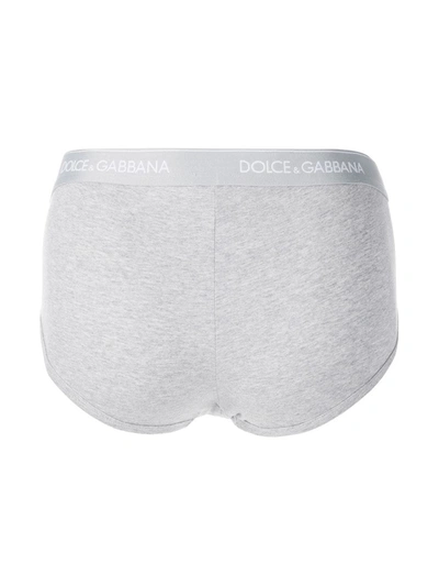 Shop Dolce & Gabbana Brando Logo-waistband Briefs (pack Of Two) In Grey