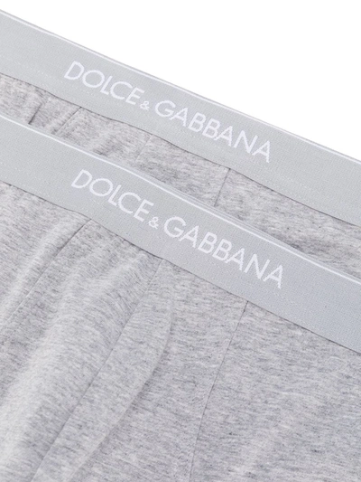 Shop Dolce & Gabbana Brando Logo-waistband Briefs (pack Of Two) In Grey