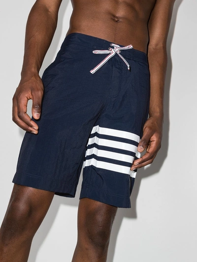 Shop Thom Browne 4-bar Swim Tech Board Short In Blue