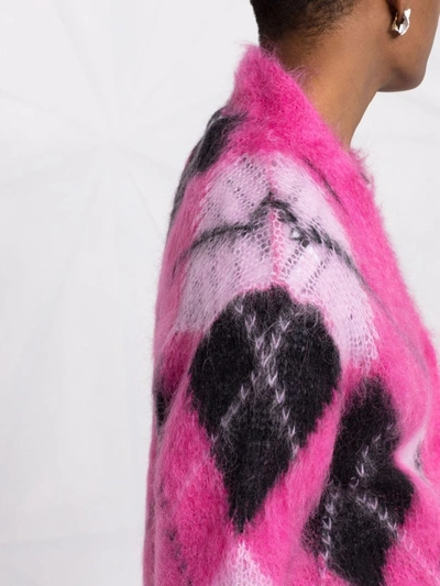 Shop Marni Argyle-knit Cardigan In Pink