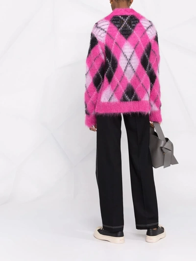 Shop Marni Argyle-knit Cardigan In Pink