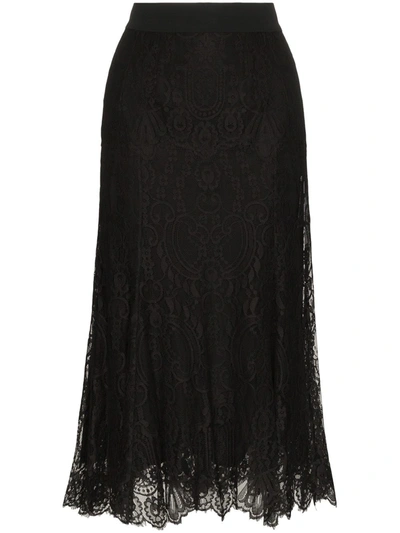 Shop Dolce & Gabbana Chantilly-lace Maxi Skirt In Black