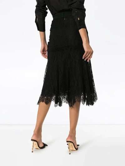 Dolce & Gabbana Fluted Lace Midi Skirt In Black