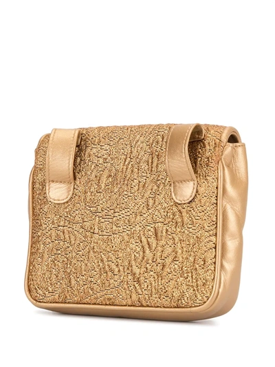 Pre-owned Chanel 1992 Cc Floral-jacquard Belt Bag In Gold