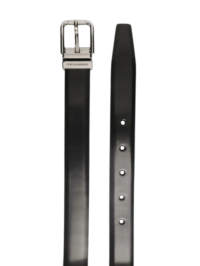 Dolce & Gabbana Black Belt With Engraved Logo In Black