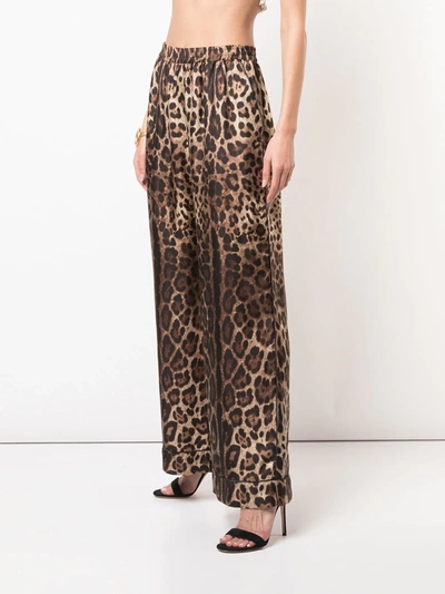 Shop Dolce & Gabbana Leopard Print Track Trousers In Brown