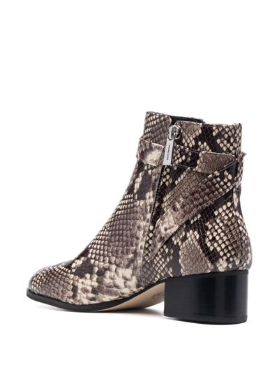 Michael Kors Python-print Ankle Boots In Grey