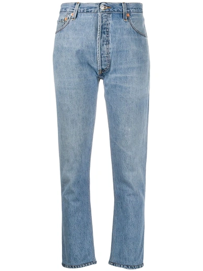 Shop Re/done High-rise Cropped Jeans In Blue
