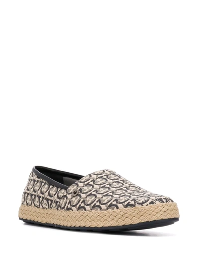 Ferragamo Espadrilles With All-over Gancini Print In Neutrals