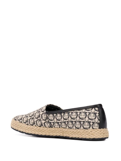 Ferragamo Espadrilles With All-over Gancini Print In Neutrals