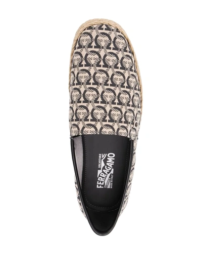Ferragamo Espadrilles With All-over Gancini Print In Neutrals