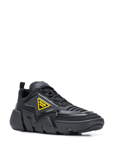 Shop Prada Techno Stretch Low-top Sneakers In Black