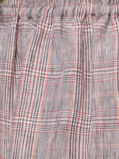 Shop Karen Walker Maple Checked Linen Shorts In Grey