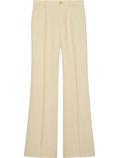 Shop Gucci High-waisted Flared Trousers In Neutrals