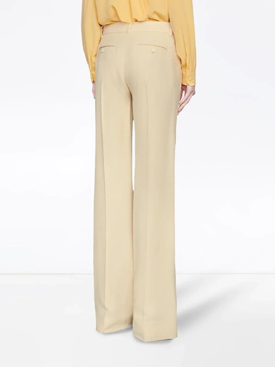 Shop Gucci High-waisted Flared Trousers In Neutrals