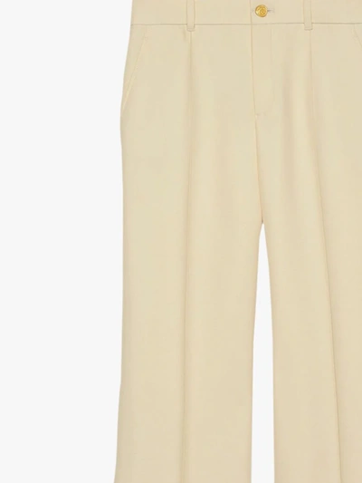 Shop Gucci High-waisted Flared Trousers In Neutrals