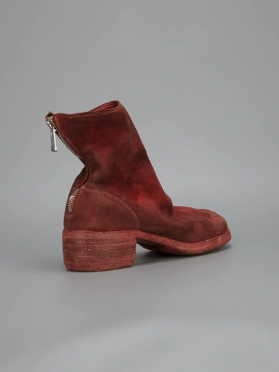 Shop Guidi Distressed Zip-up Boot In Red