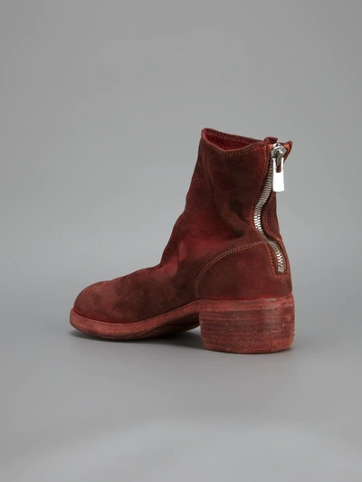 Shop Guidi Distressed Zip-up Boot In Red