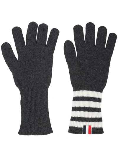 Shop Thom Browne 4-bar Cashmere Gloves In Grey