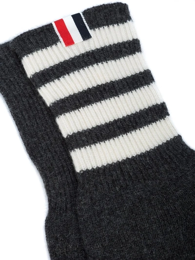 Shop Thom Browne 4-bar Cashmere Gloves In Grey