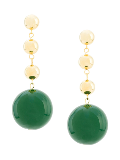 Shop Eshvi Ball Drop Earrings In Green