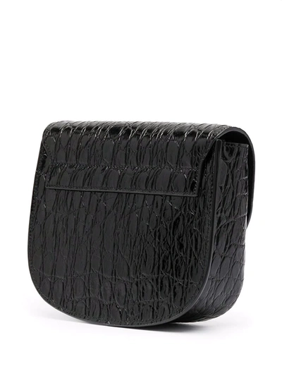 Shop Saint Laurent Kaia Crocodile-effect Crossbody Bag In Black
