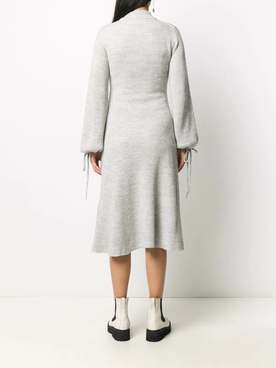 Shop Msgm Ribbed Wool Knit Jumper Dress In Grey