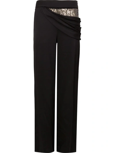 Shop Monse Sequin Side Drape Trousers In Black