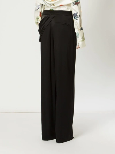 Monse Sequin-panel Draped Wide-leg Stretch-wool Pants In Black