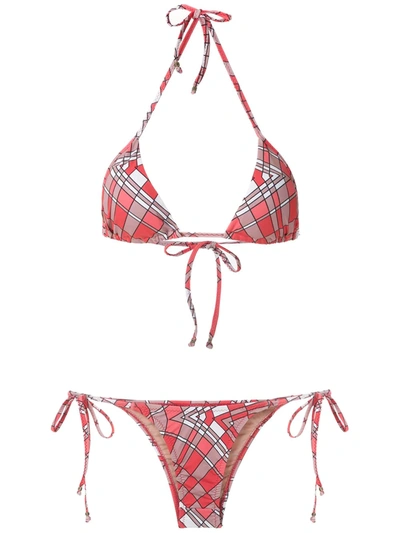 Shop Amir Slama Geometric Print Bikini Set In Red