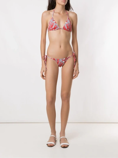 Shop Amir Slama Geometric Print Bikini Set In Red