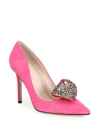KATE SPADE Louisa Glitter Bow Suede Pumps