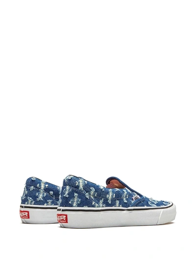 Shop Vans X Supreme Slip-on Pro "blue Hole Punch Denim" Sneakers