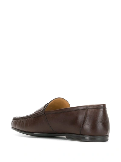 Shop Bally Woven-vamp Penny Loafers In Brown