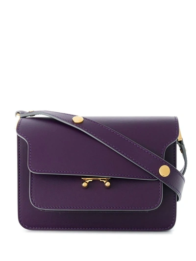 Shop Marni Trunk Leather Shoulder Bag In Purple
