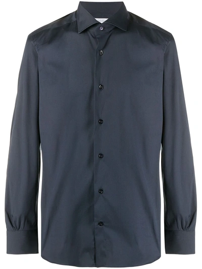 Shop Mazzarelli Plain Buttoned Shirt In Blue