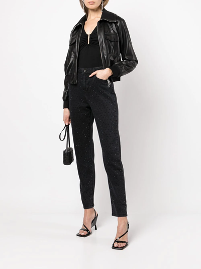 Shop Jonathan Simkhai Standard V-neck Long-sleeve Top In Schwarz