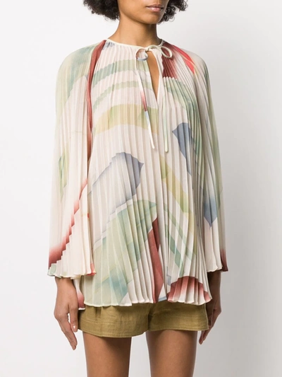 Shop Etro Abstract Blurred Print Blouse In Neutrals