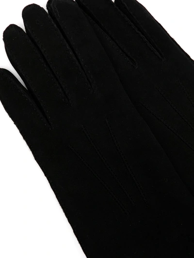 Pre-owned Bottega Veneta Full-finger Leather Gloves In Black