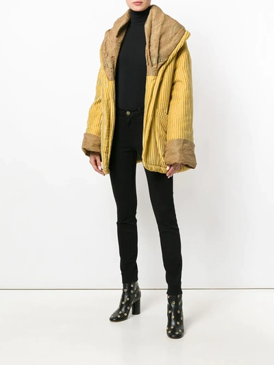 Pre-owned Romeo Gigli Vintage Oversize Textured Coat In Yellow