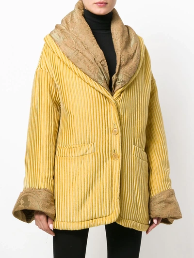 Pre-owned Romeo Gigli Vintage Oversize Textured Coat In Yellow