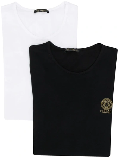 Shop Versace Two-pack Medusa Logo-print T-shirts In White